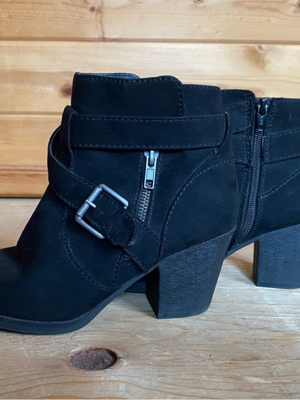 Women’s Black Ankle Boots with Buckle Strap